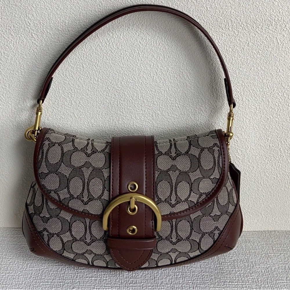 Coach Brown and Tan Signature Shoulder Bag - Picture 8 of 14